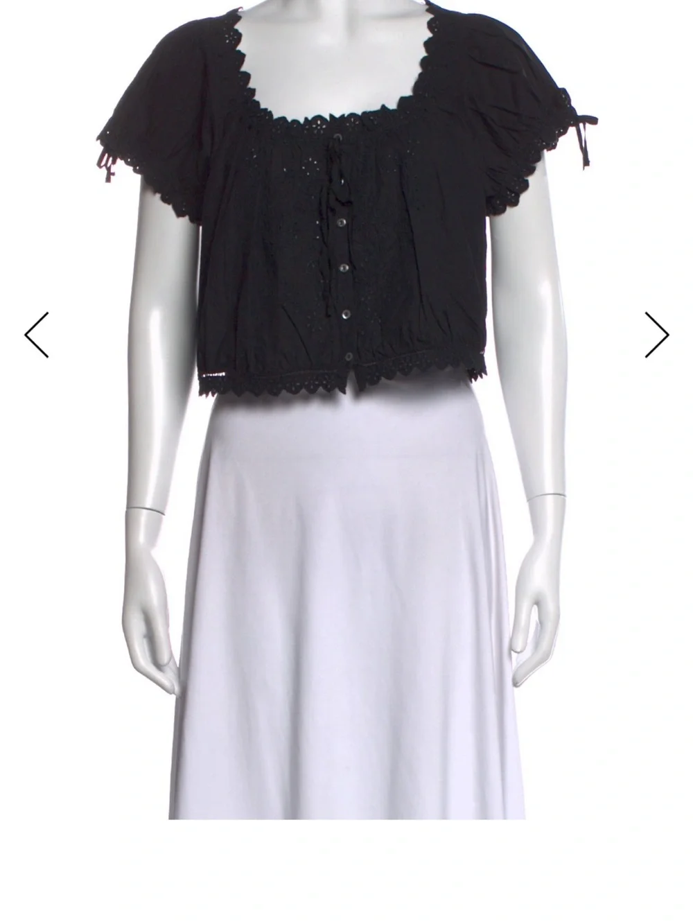 Doen Black Eyelet Peasant Blouse Nera Top